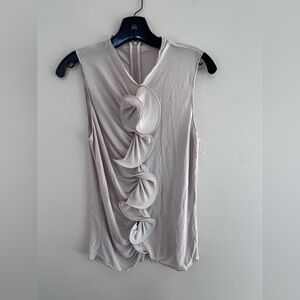 Armani Collezioni Cream Sleeveless Blouse with Rosette Details